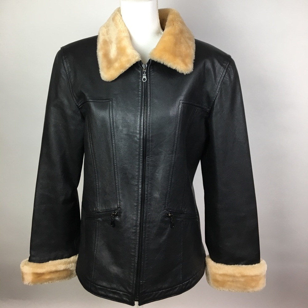 Middlebrook Park Leather Faux Fur Collar Jacket